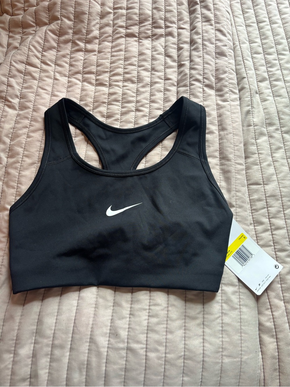 Nike Black Racerback Sports Bra with White Swoosh